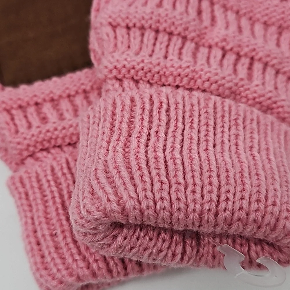Soft Pink Knit Feminine Winter Outerwear Gloves‎ Coquette Girl Feminine Warm